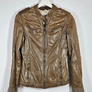 Vintage Blink Khaki Leather Moto Jacket